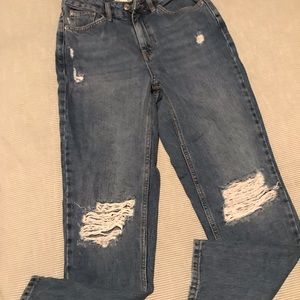 Top Shop Moto Mom Distressed Jeans